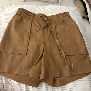 Women's Tan/Brown Faux Leather Shorts
